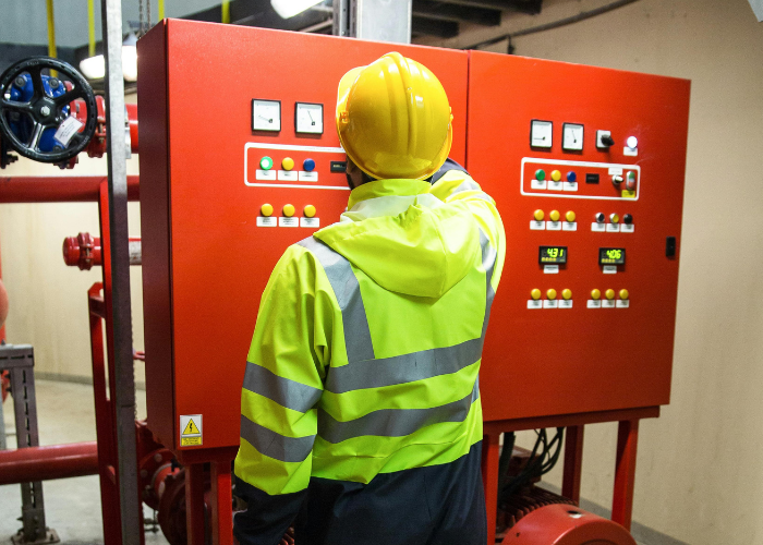 Plant operators at industrial facility